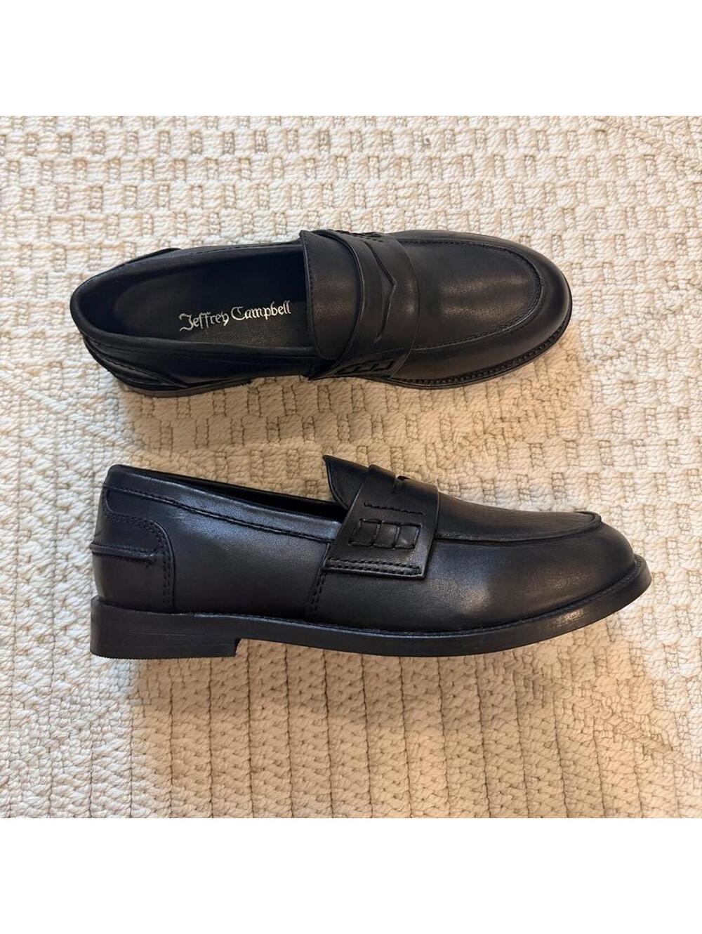 Jeffrey Campbell Studentz Penny Loafers in Black